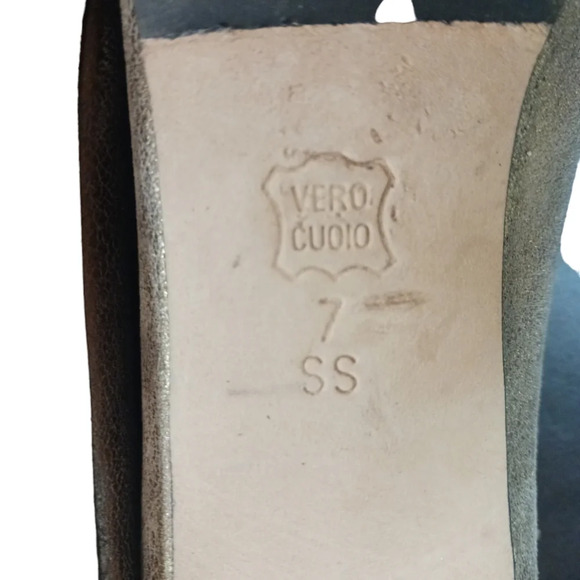 VANELI Vintage Gold/Bronze Square Toe Kitten Heel Pumps Size 7 - Picture 11 of 12